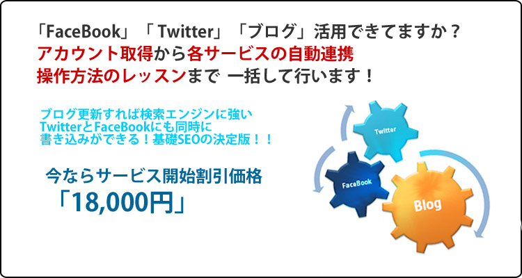「FaceBook」「Twitter」「mixi」「ブログ」連動・連携サービス